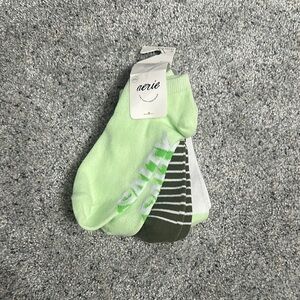 Aerie Green and Gray Ankle Socks with Cushioned Comfort